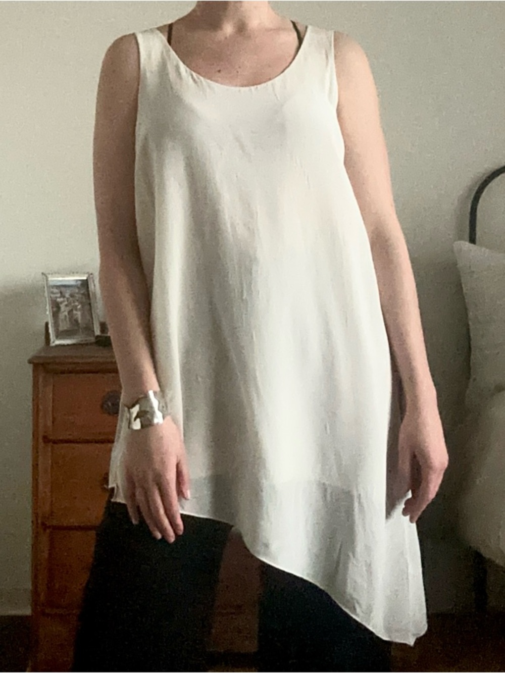 Eileen Fisher Asymmetric Silk Tunic Top